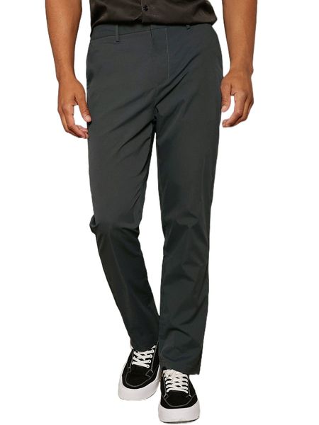 men slant pockets tailored pants j8js#, Black