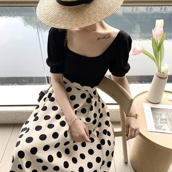 designer square neck short sleeve t-shirt foreign style lantern sleeve french hepburn storm point summer high waist umbrella skirt medium lo, White
designer square neck short sleeve t-shirt foreign style lantern sleeve french hepburn storm point summer high waist umbrella skirt medium lo, White