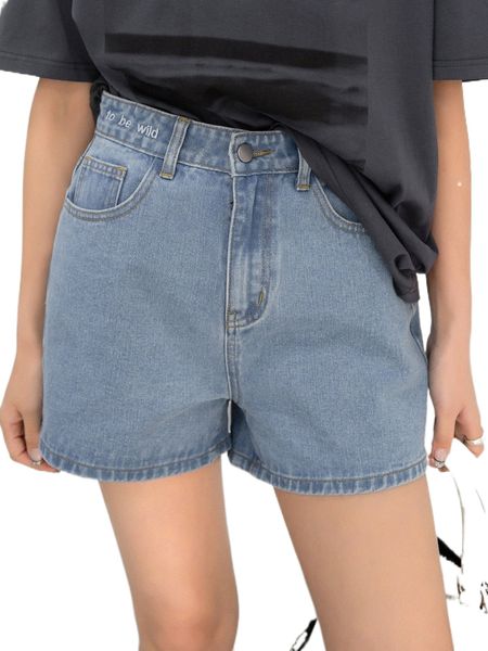 dazy high waist washed denim shorts n6kc#, Blue