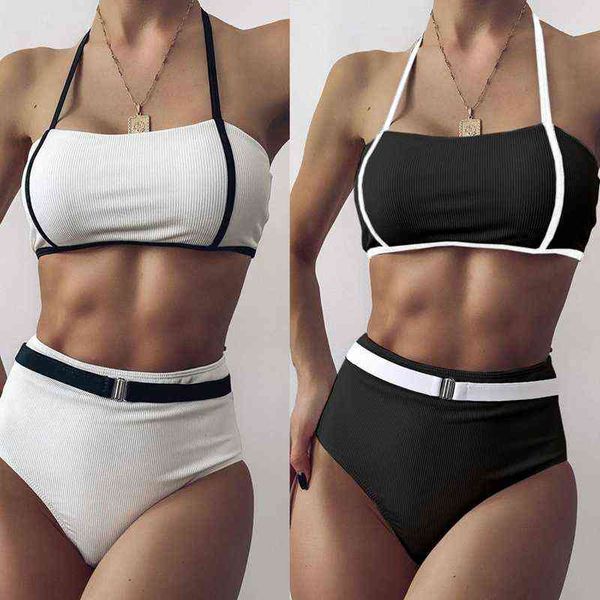 bandeau bikini set halter black white patchwork women swimsuit high waisted belt thong tube 2021 new hot, White;black
bandeau bikini set halter black white patchwork women swimsuit high waisted belt thong tube 2021 new hot, White;black