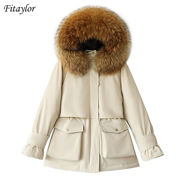 fitaylor winter large natural fur hooded down jacket women thick warm snow beige outerwear white duck down coat adjustable waist 201128, Black
fitaylor winter large natural fur hooded down jacket women thick warm snow beige outerwear white duck down coat adjustable waist 201128, Black