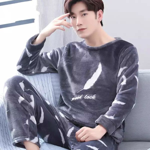 men's sleepwear winter warm flannel pajamas sets male men nightwear plus size sl 220823, Black;brown
men's sleepwear winter warm flannel pajamas sets male men nightwear plus size sl 220823, Black;brown