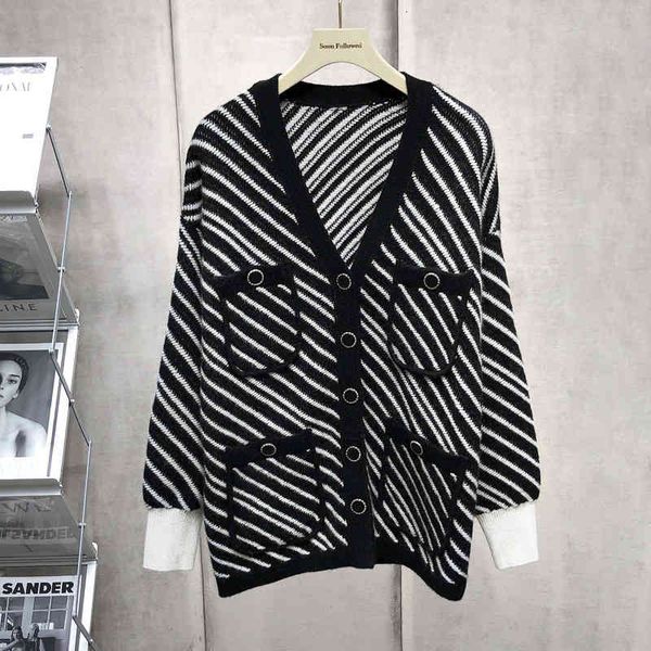 women's knits & tees sweater coat women loose and thin autumn winter celebrity temperament contrast twill cashmere knitted cardigan 1pw, White
women's knits & tees sweater coat women loose and thin autumn winter celebrity temperament contrast twill cashmere knitted cardigan 1pw, White