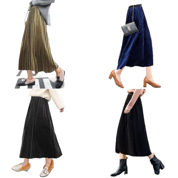 skirts fashion golden velvet skirt female elastic waist 2022 autumn winter korean style long high-waisted pleated women m72b#, Black
skirts fashion golden velvet skirt female elastic waist 2022 autumn winter korean style long high-waisted pleated women m72b#, Black