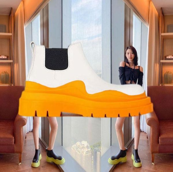 two tone tire chelsea boots women platform chunky boot lady luxe design men calf desiger low calfskin slip on style round toe boots white or, Black
two tone tire chelsea boots women platform chunky boot lady luxe design men calf desiger low calfskin slip on style round toe boots white or, Black