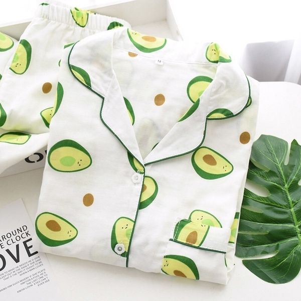 ladies pajamas set 100% gauze cotton cartoon avocado printed 2pcs turndown neck shirtpants comfort fresh and nature women y200425, Black;red
ladies pajamas set 100% gauze cotton cartoon avocado printed 2pcs turndown neck shirtpants comfort fresh and nature women y200425, Black;red