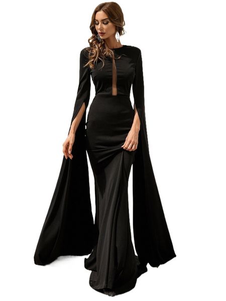 missord split sleeve mesh insert maxi prom dress n08i#, Black;gray
missord split sleeve mesh insert maxi prom dress n08i#, Black;gray