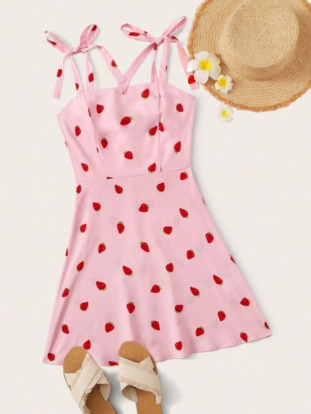 strawberry print self-tie cami mini dress w3l2#, Black;gray
strawberry print self-tie cami mini dress w3l2#, Black;gray
