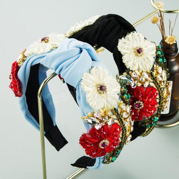 fashion women headband wide side flower rhinestone hairband luxurious nobility headwear center knot hair accessories, Silver
fashion women headband wide side flower rhinestone hairband luxurious nobility headwear center knot hair accessories, Silver