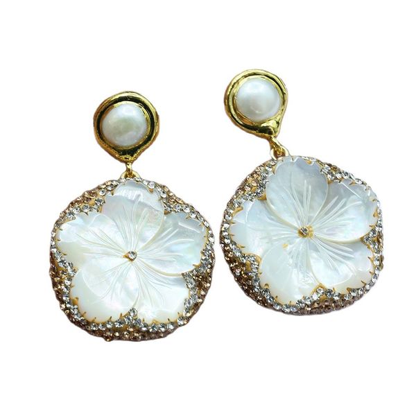 natural white sea shell carved flower dangle earrings gold plated pearl stud fashion women jewelry for lady gifts, Silver
natural white sea shell carved flower dangle earrings gold plated pearl stud fashion women jewelry for lady gifts, Silver