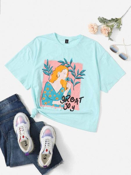 plus figure & letter graphic tee f4ec#, Black
plus figure & letter graphic tee f4ec#, Black