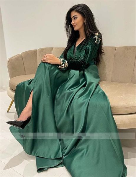 dark green moroccan kaftan long sleeves formal dresses 2022 v neck flowers a line velvet satin green muslim evening gowns arabic abiye gece, Black;red
dark green moroccan kaftan long sleeves formal dresses 2022 v neck flowers a line velvet satin green muslim evening gowns arabic abiye gece, Black;red