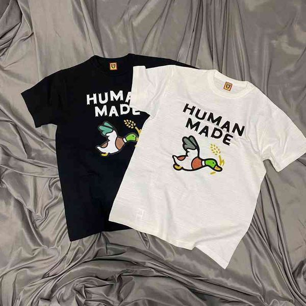 men t-shirt richao human made cartoon wheat ear duck flying bamboo cotton cylinder short sleeve loose for men and women, White;black
men t-shirt richao human made cartoon wheat ear duck flying bamboo cotton cylinder short sleeve loose for men and women, White;black