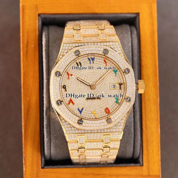 r factory watches 15400 41mm iced out full diamond selfwinding cal.3120 automatic mens watch pave diamonds arabic dial 18k yellow gold brace, Slivery;brown
r factory watches 15400 41mm iced out full diamond selfwinding cal.3120 automatic mens watch pave diamonds arabic dial 18k yellow gold brace, Slivery;brown