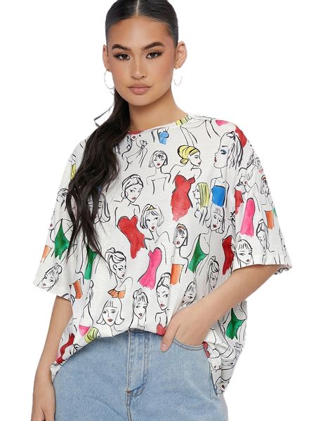figure graphic drop shoulder tee n5s1#, White
figure graphic drop shoulder tee n5s1#, White
