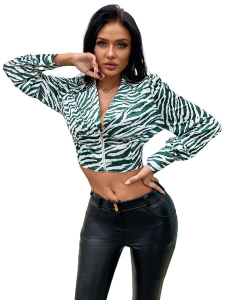 d&m zip up zebra striped jacket s8z0#, Black;brown 
d&m zip up zebra striped jacket s8z0#, Black;brown