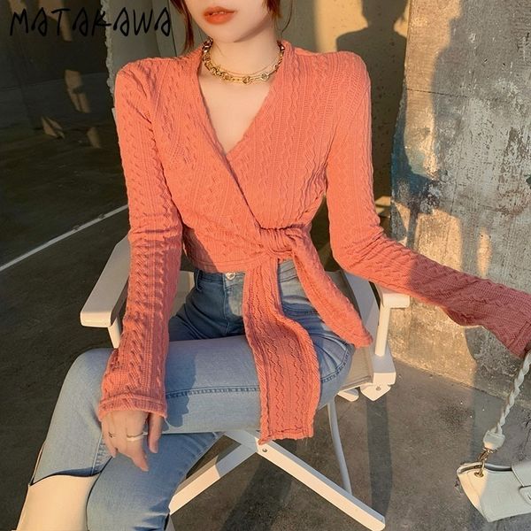 womens bottoming tshirt autumn and winter solid korean style crosstie vneck fashion slim short tshirt 210506, White
womens bottoming tshirt autumn and winter solid korean style crosstie vneck fashion slim short tshirt 210506, White