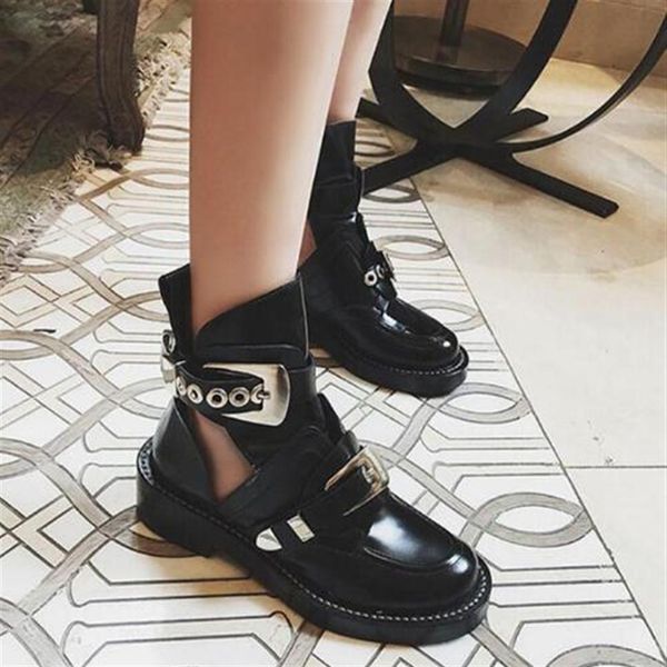 spring cut-out leather ankle boots gold sliver buckles hardware boot punk shoes classic biker boots round toe motorcycle boots236t, Black
spring cut-out leather ankle boots gold sliver buckles hardware boot punk shoes classic biker boots round toe motorcycle boots236t, Black