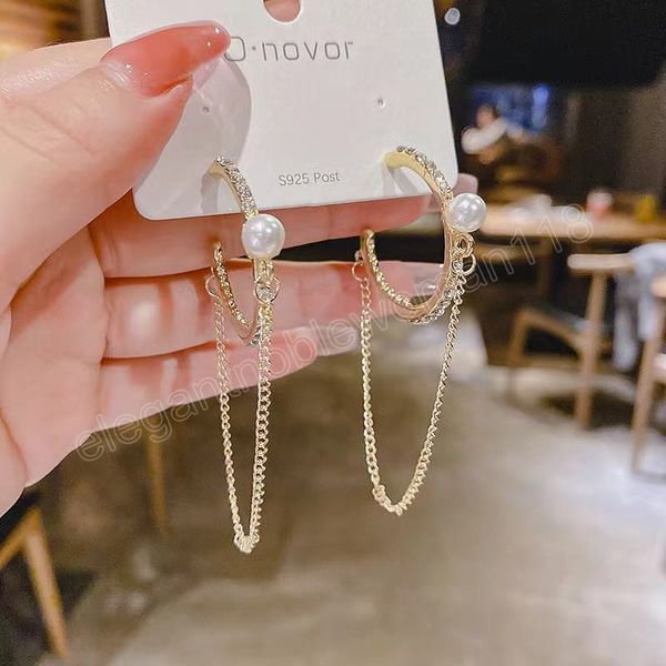 circle inlaid pearl dangle earrings for women advanced sense personalized exquisite temperament korean fashion jewelry, Silver
circle inlaid pearl dangle earrings for women advanced sense personalized exquisite temperament korean fashion jewelry, Silver