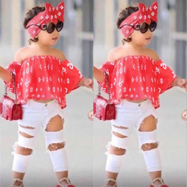 kids summer girls clothing sets off shoulder hole white pants hairband girls clothes set children clothes2763
kids summer girls clothing sets off shoulder hole white pants hairband girls clothes set children clothes2763