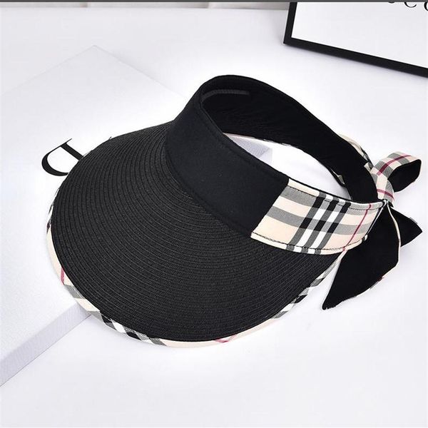 women's visors big brim designer hats with plaid ribbon adjustable hood strap fashion caps.y014b15014279z, Blue;gray
women's visors big brim designer hats with plaid ribbon adjustable hood strap fashion caps.y014b15014279z, Blue;gray