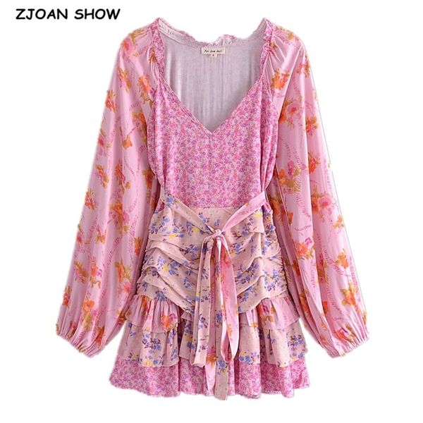 chic patchwork floral print lantern sleeve dress vintage ruched pleated waist ruffles hem women holiday dresses vestido 220504, Black;gray
chic patchwork floral print lantern sleeve dress vintage ruched pleated waist ruffles hem women holiday dresses vestido 220504, Black;gray