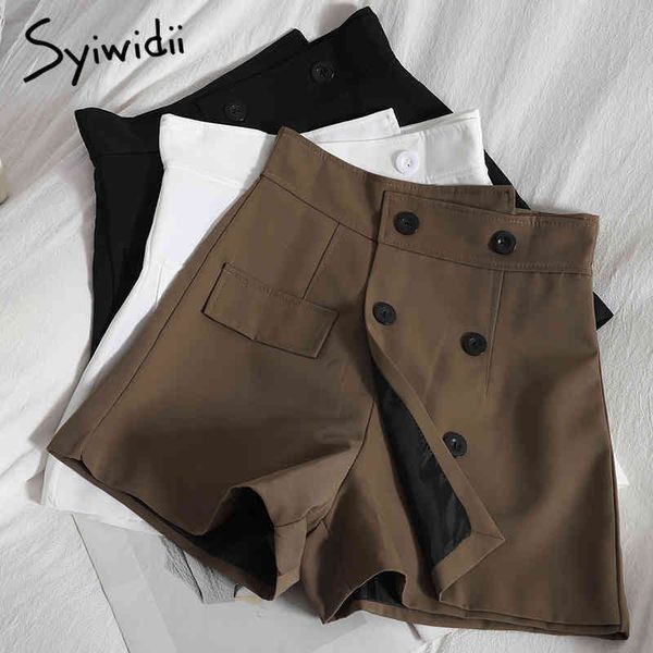 irregular high waist womens shorts double breasted casual solid black white pant spring summer korean fashion 210415, White;black
irregular high waist womens shorts double breasted casual solid black white pant spring summer korean fashion 210415, White;black