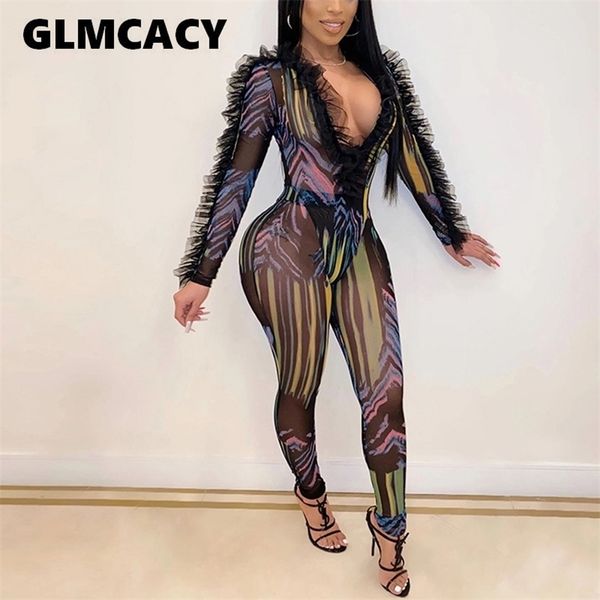 women abstract printed two piece set summer long sleeve mesh ruffle bodysuitskinny pants set chic suits outfits, White
women abstract printed two piece set summer long sleeve mesh ruffle bodysuitskinny pants set chic suits outfits, White
