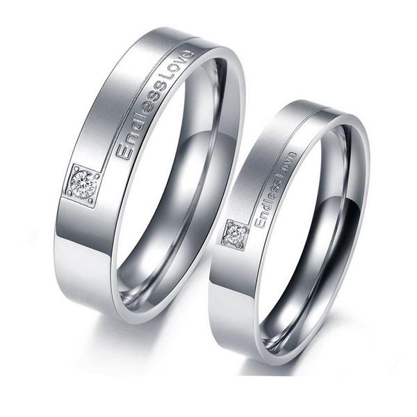 couples promise rings "endless love" men women's stainless steel engagement wedding band with shiny cz crystal inla314v, Silver
couples promise rings "endless love" men women's stainless steel engagement wedding band with shiny cz crystal inla314v, Silver
