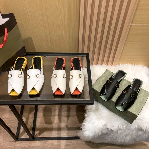 with box unique designer slippers lady slides sandals mules double metal leather horsebit summer flats beach sandal strap mouth slippers, Black
with box unique designer slippers lady slides sandals mules double metal leather horsebit summer flats beach sandal strap mouth slippers, Black
