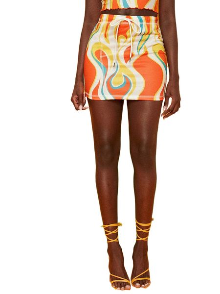 newness allover print stitching drawstring waist skirt t6s6#, Black 
newness allover print stitching drawstring waist skirt t6s6#, Black