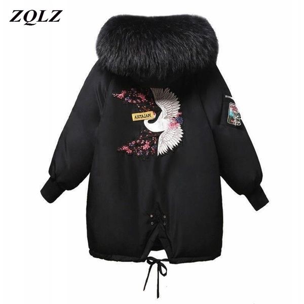 zqlz winter coat women embroidery casual hooded fur collar loose long parka mujer thick warm overcoat fashion jacket 201026, Black
zqlz winter coat women embroidery casual hooded fur collar loose long parka mujer thick warm overcoat fashion jacket 201026, Black