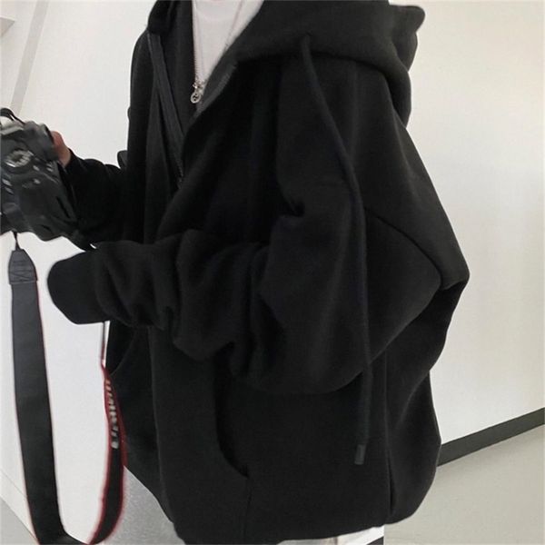 women harajuku korean version hoodie female vintage solid long sleeve loose coats y2k casual zip up oversized hooded sweatshirts 220817, Black
women harajuku korean version hoodie female vintage solid long sleeve loose coats y2k casual zip up oversized hooded sweatshirts 220817, Black