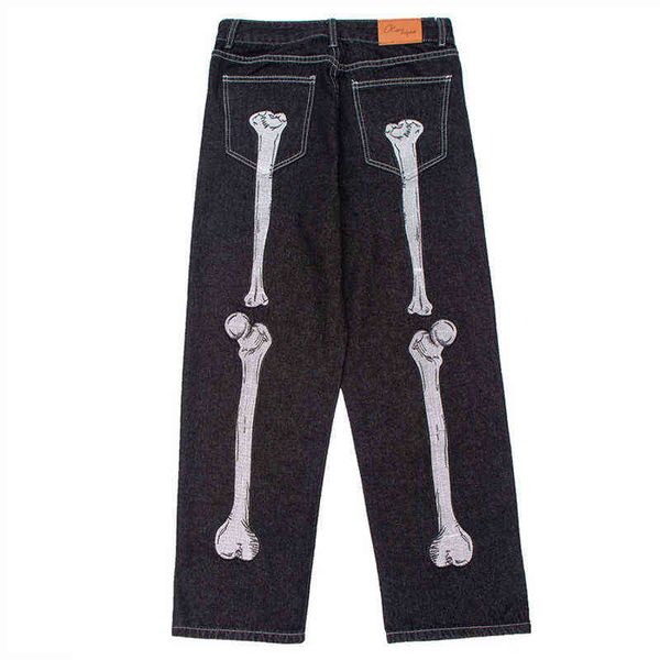black skeleton embroidered jeans men's high street loose wide leg pants male casual goth straight pants american low waist jeans t22080, Blue
black skeleton embroidered jeans men's high street loose wide leg pants male casual goth straight pants american low waist jeans t22080, Blue