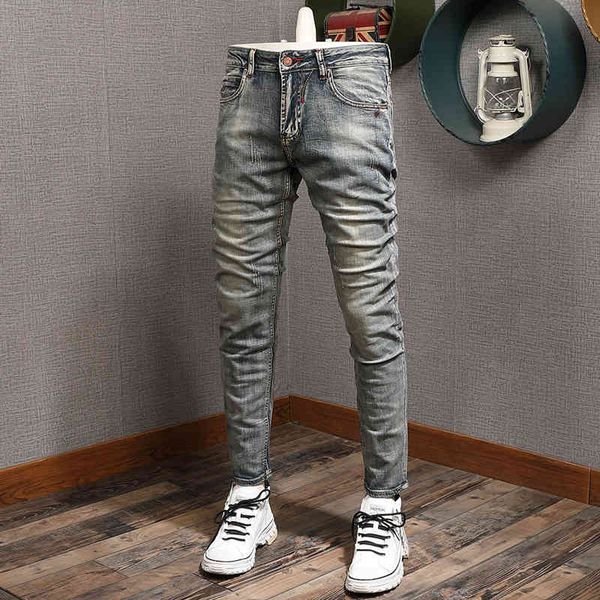 men's jeans nostalgic jeans men's slim fit elastic feet scratch trend youth washing casual pants 8yrh, Blue
men's jeans nostalgic jeans men's slim fit elastic feet scratch trend youth washing casual pants 8yrh, Blue