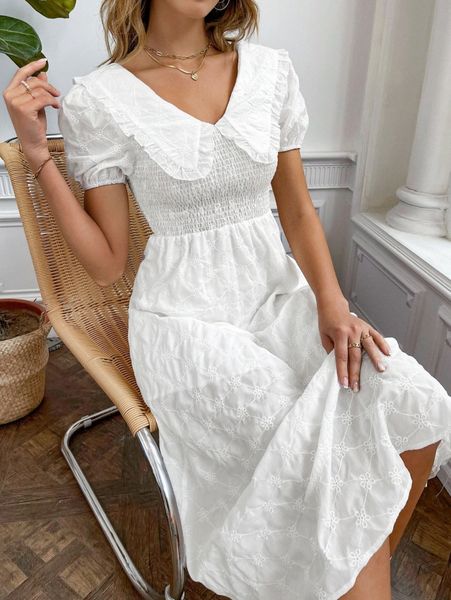 peter-pan collar puff sleeve shirred bodice schiffy dress c2di#, Black;gray
peter-pan collar puff sleeve shirred bodice schiffy dress c2di#, Black;gray