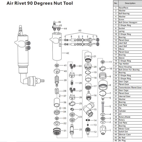 accessary bearing for air rahm power tools head 90 degree straight angle elbow pneumatic riveter come with any of replacement parts
accessary bearing for air rahm power tools head 90 degree straight angle elbow pneumatic riveter come with any of replacement parts