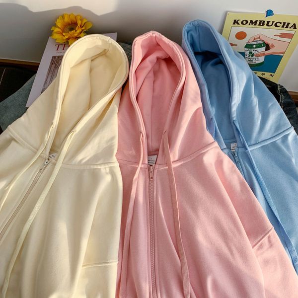 privathinker korean women's casual zipper jackets basic hoodies coats spring candy color female oversized outwear 220815, Black;brown
privathinker korean women's casual zipper jackets basic hoodies coats spring candy color female oversized outwear 220815, Black;brown