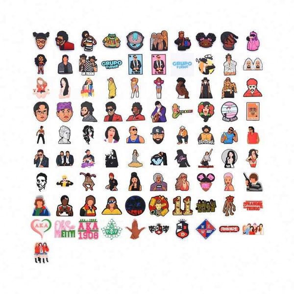 wholesales stranger things bad buuny karol g pvc clog shoe charms custom pvc rubber croc shoe decoration as gifts for friends, White;pink
wholesales stranger things bad buuny karol g pvc clog shoe charms custom pvc rubber croc shoe decoration as gifts for friends, White;pink