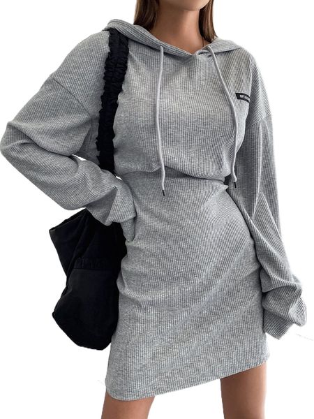 dazy patch detail drop shoulder drawstring hoodie dress a5rq#, Black
dazy patch detail drop shoulder drawstring hoodie dress a5rq#, Black