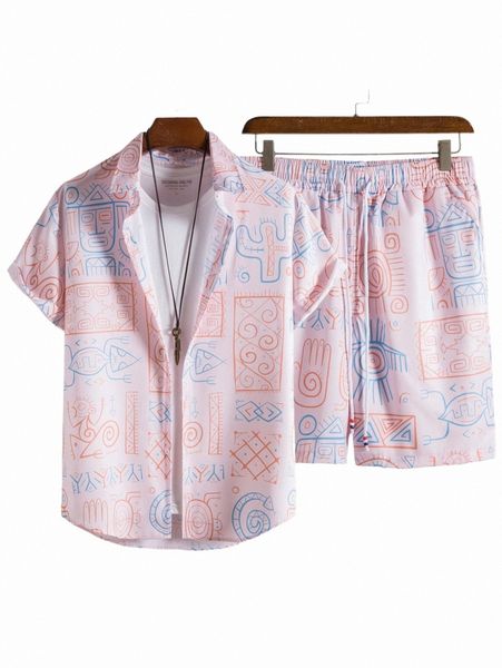 men random geo print shirt & drawstring waist shorts without tee u1ob#, Gray
men random geo print shirt & drawstring waist shorts without tee u1ob#, Gray