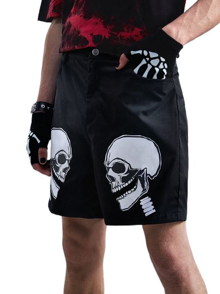 romwe guys skull graphic shorts x02f#, White;black
