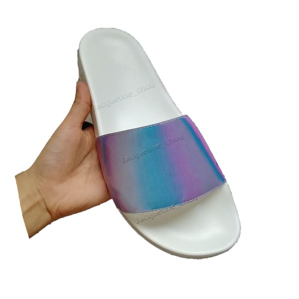 luxury classic summer slippers slides shoes fashion prints gradient designer beach slide sandal flip flops with box, Black