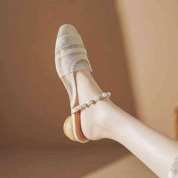 women slippers pearl half slipper women 2022 new summer mesh breathable cool thick heel middle french muller 220623, Black
women slippers pearl half slipper women 2022 new summer mesh breathable cool thick heel middle french muller 220623, Black