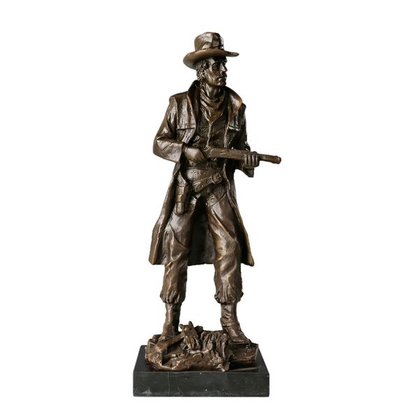 the western cowboy with gun bronze sculpture middle-aged man statue antique art living room ornament collection, Silver
the western cowboy with gun bronze sculpture middle-aged man statue antique art living room ornament collection, Silver