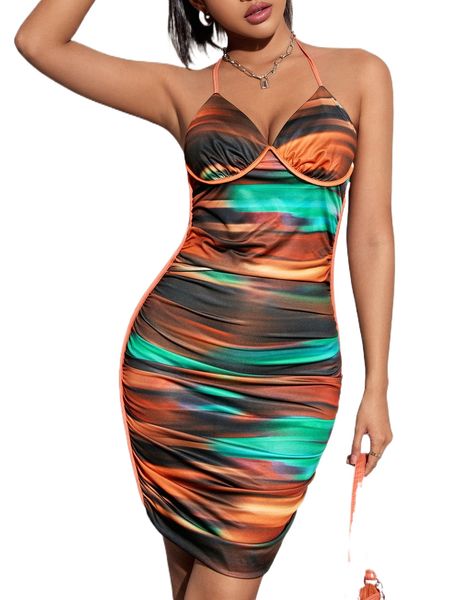 tie dye contrast binding backless bustier halter bodycon dress r8bf#, Black;gray
tie dye contrast binding backless bustier halter bodycon dress r8bf#, Black;gray