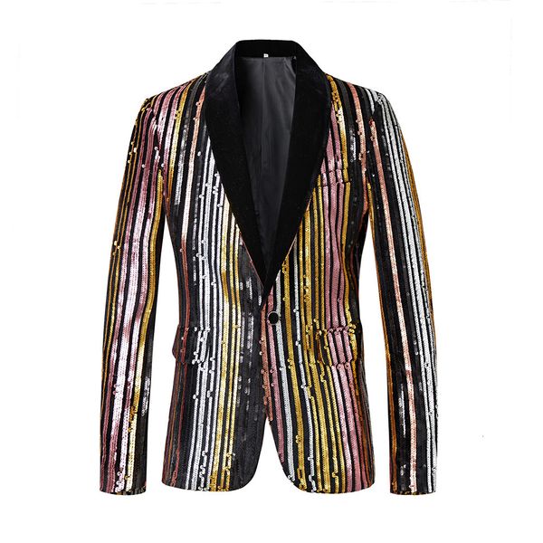 men's suits & blazers striped sequin suit slim fit one button multicolor shiny nightclub stage singer costume coat, White;black
men's suits & blazers striped sequin suit slim fit one button multicolor shiny nightclub stage singer costume coat, White;black
