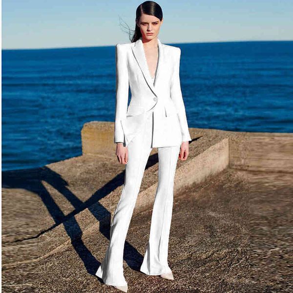 women's two piece pants 2022 star business wear fashion one button cloth medium length suit + flared pants two-piece set nzee, White
women's two piece pants 2022 star business wear fashion one button cloth medium length suit + flared pants two-piece set nzee, White