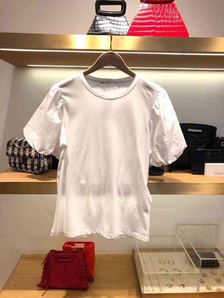 women's t-shirt spring and summer temperament lady style pure cotton simple bubble sleeve versatile t-shirt women, White
women's t-shirt spring and summer temperament lady style pure cotton simple bubble sleeve versatile t-shirt women, White