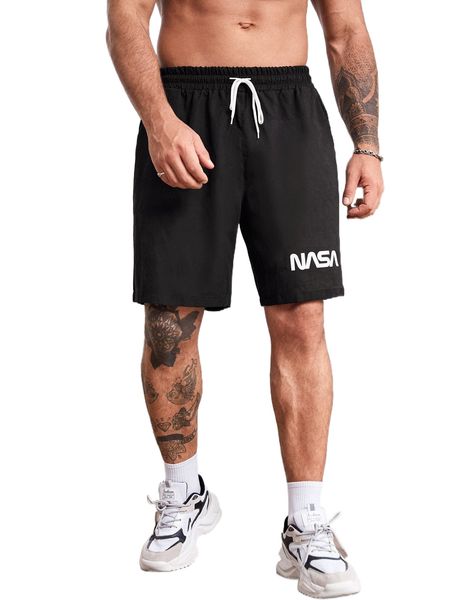 extended sizes men letter graphic drawstring waist shorts d0yo#, White;black
extended sizes men letter graphic drawstring waist shorts d0yo#, White;black